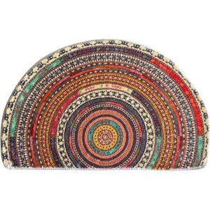 Half Round Door Mat,Semi Circle Bathroom Floor Rug,Mandala Boho Bohemian